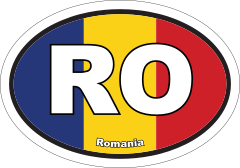 Romania Ro Flag Oval Sticker