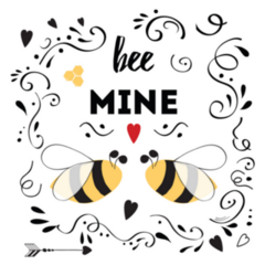 Romantic Bee Mine Valentine Ornamental Sticker