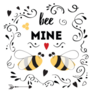 Romantic Bee Mine Valentine Ornamental Sticker