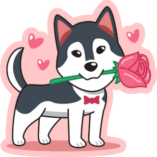 Romantic Husky Sticker
