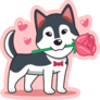 Romantic Husky Sticker