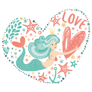 Romantic Mermaid Heart Love Sticker