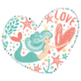 Romantic Mermaid Heart Love Sticker