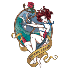 Romantic Old-school Stormy Lover Tattoo Sticker