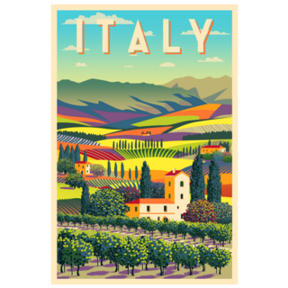 Romantic Rural Landscape In Sunny Italy Vineyards Sticker