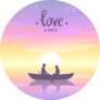 Romantic Silhouette Of Loving Couple At Sunset In A Boat Sticker
