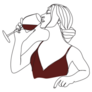 Romantic Woman With A Glass Of Wine Sticker