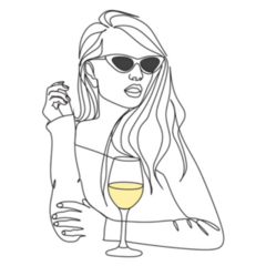 Romantic Woman With A Yellow Glass Of Wine Sticker