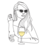 Romantic Woman With A Yellow Glass Of Wine Sticker