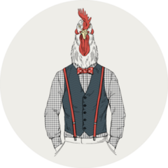 Rooster Chicken Dressed Up In Retro Style Sticker
