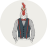 Rooster Chicken Dressed Up In Retro Style Sticker
