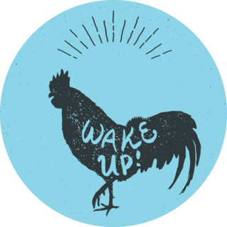 Rooster Chicken Hand Drawn Silhouette Wake Up Sticker