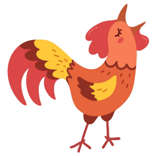 Rooster Crowing Cartoon Sticker