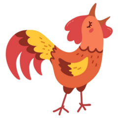 Rooster Crowing Cartoon Sticker