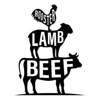 Rooster, Lamb, Beef Silhouette Sticker