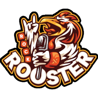 Rooster Rock N Roll Mascot Sticker