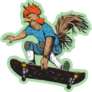 Rooster Skater Doing A Grab Trick Sticker