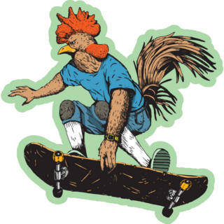 Rooster Skater Doing A Grab Trick Sticker