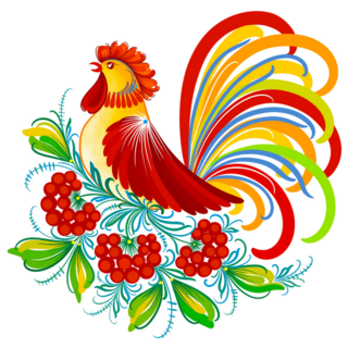 Rooster Ukrainian Folk Art Sticker