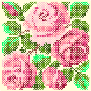 Rose Cross Stitch Sticker