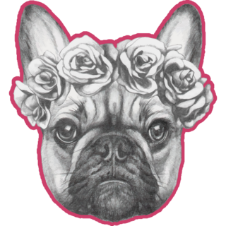 Rose Crown Frenchie Sticker