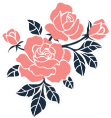 Rose Flower Motif Sketch In Coral Sticker