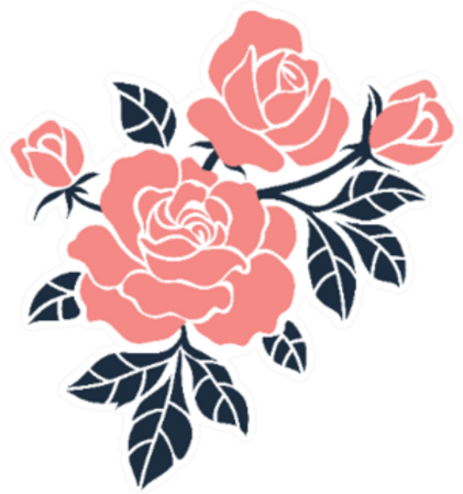 Rose Flower Motif Sketch In Coral Sticker