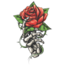 Rose In Human Skeleton Hand Tattoo Sticker