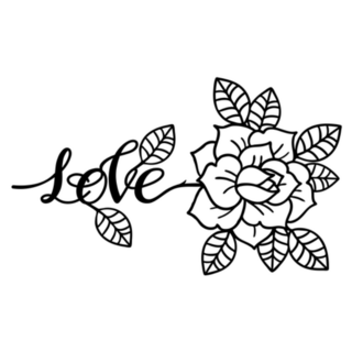 Rose Tattoo With Love Lettering Sticker