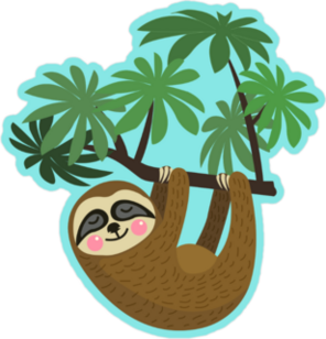 Rosy Cheeks Sloth Hanging On Tree Branch Sticker
