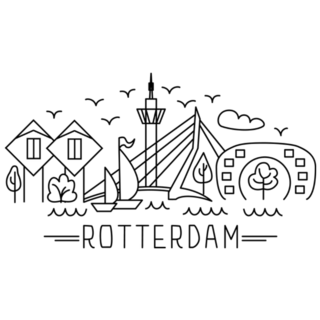Rotterdam, The Netherlands Abstract Silhouette. Sticker