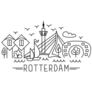 Rotterdam, The Netherlands Abstract Silhouette. Sticker