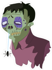 Rotting Green Zombie and Spider Sticker