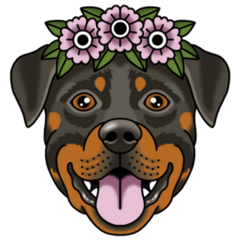 Rottweiler Flower Crown Sticker