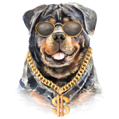 Rottweiler Gold Chain Sticker