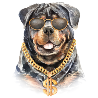 Rottweiler Gold Chain Sticker