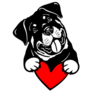 Rottweiler Holds Heart Sticker
