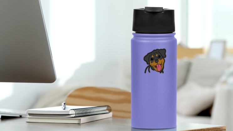 Rottweiler On Black Sticker on a Water Bottle (New) example