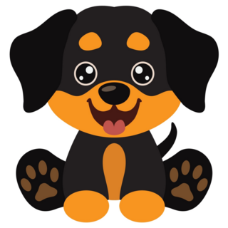 Rottweiler Puppy Cartoon Sticker