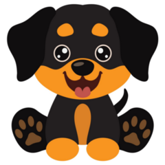 Rottweiler Puppy Cartoon Sticker