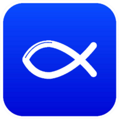 Round Corner Blue Christian Fish Sticker