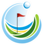 Round Golf Emblem With A Ball And A Flag Sticker