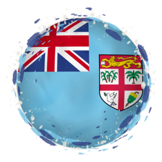 Round Grunge Flag Of Fiji With Splashes Sticker