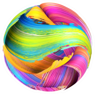 Round Shape Made Of Abstract Brush Strokes Sticker