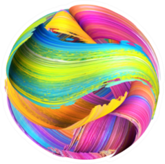 Round Shape Made Of Abstract Brush Strokes Sticker