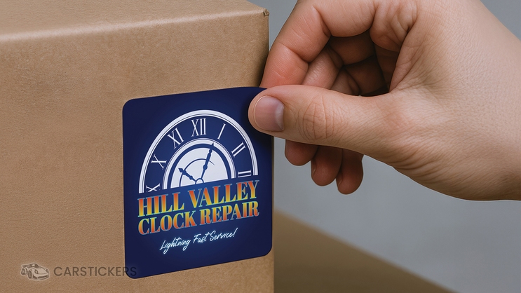 Rounded Corner Sticker on Cardboard Box