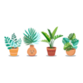 Row of Happy Tropical Indoor Potted Plants Sticker
