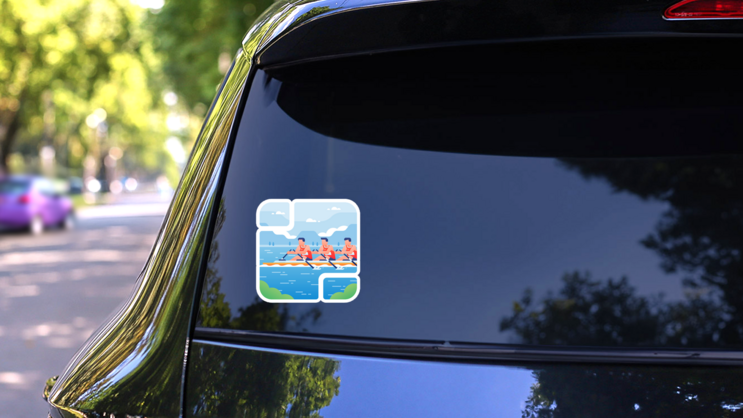 Rowing Illustration Dragon Boat Racing Athletes Sticker on a Rear Car Window (New) example