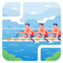 Rowing Illustration Dragon Boat Racing Athletes Sticker