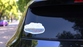 Rowing Sport Team Competition In Natural Pond Sticker on a Rear Car Window (New) example